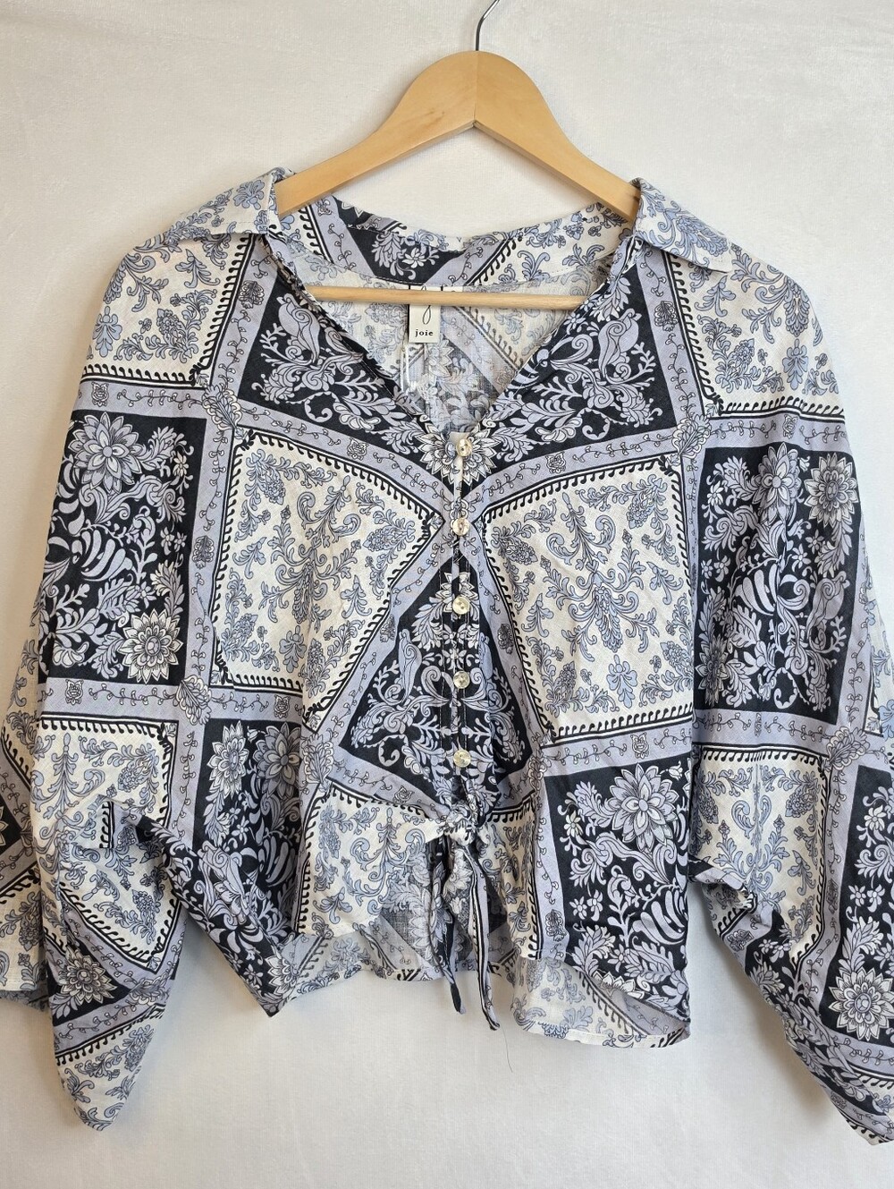 Joie Tile Paisley Print Tie-Front Blouse S New NWT